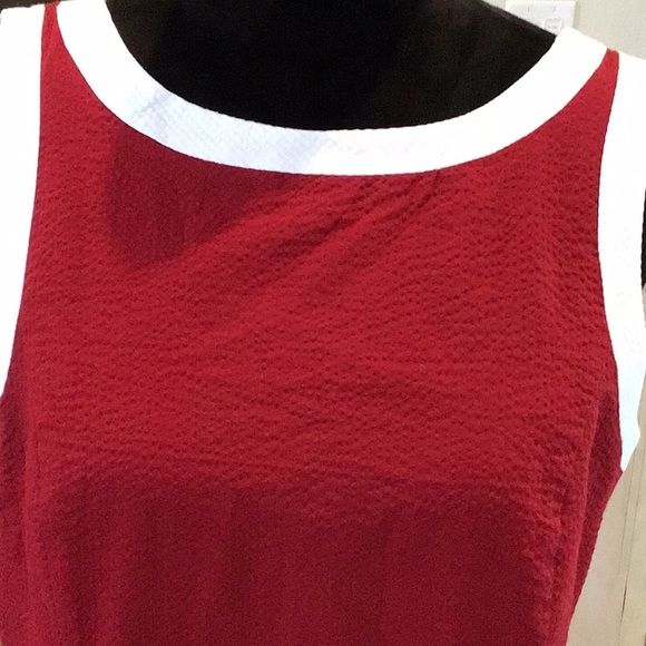 Lauren James Harper dress, crimson with white trim, back zip, size L, NWT - Picture 2 of 10